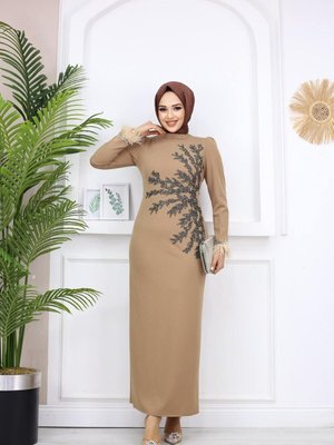 Bej Fadik Abiye Elbise Bej Fadik Abiye Elbise