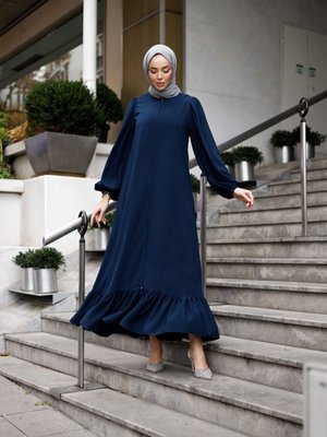 Balon Kol Fırfır Detaylı Ferace