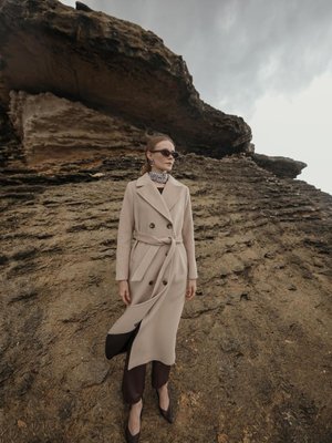 Punto Detaylı Kruvaze Exclusive Kaban Bej