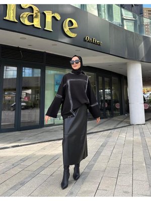 Alesi Maxi Boy Suni Deri Etek