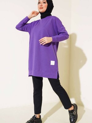 İki Iplik Yırtmaç Detaylı Mor Sweat İki Iplik Yırtmaç Detaylı Mor Sweat