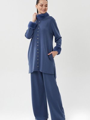 Kürk Detaylı Beyoğlu Taş İşlemeli Takım