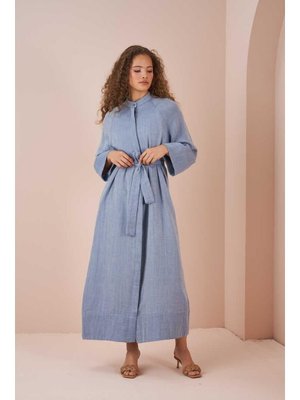 Mavi Ferace Müslin Elbise