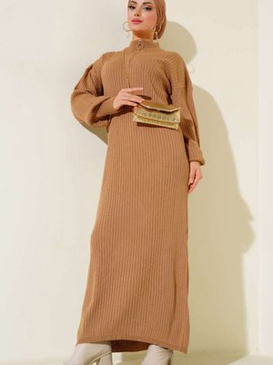 Boydan Triko Elbise Taba Boydan Triko Elbise Taba