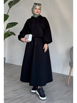 Balon Kol Sweat Etekli Siyah Takım Balon Kol Sweat Etekli Siyah Takım