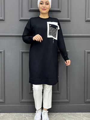 Cebi Kombin Ve Aksesuarlı Tunik Siyah