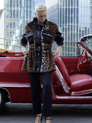Kürklü Leopar Ceket Kap Kürklü Leopar Ceket Kap