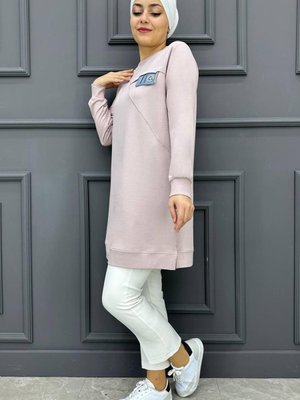 Cep Kapaklı Aksesuarlı Tunik Bej