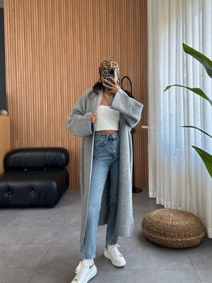 Maxi Boy Uzun Polarlı Kalın Triko Hırka