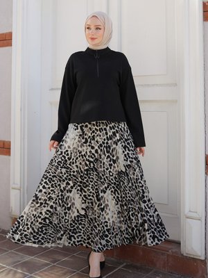 24/25 Sonbahar/kış Sezonu Leopar Desenli Etekli Takım Modaayka 24/25 Sonbahar/kış Sezonu Leopar Desenli Etekli Takım Modaayka