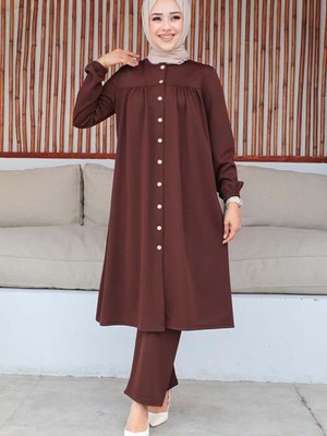 Büzgülü Takım Kahverengi