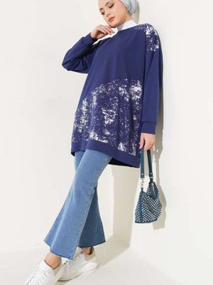 Lacivert Varak Detaylı Tunik Lacivert Varak Detaylı Tunik