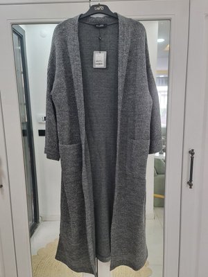 Armine Trend Örgü Desenli Cepli Hırka Gri