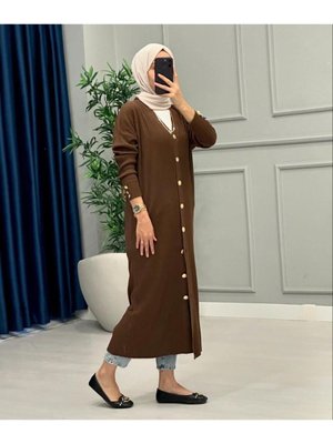 Düğme Detaylı Uzun Hırka Düğme Detaylı Uzun Hırka