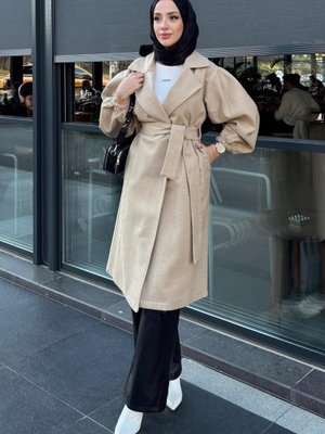 Krem Esma Kaşe Kaban