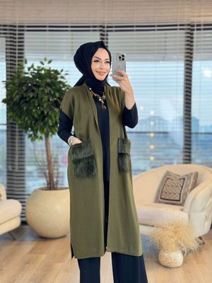 Cebi Kürklü Triko Yelek