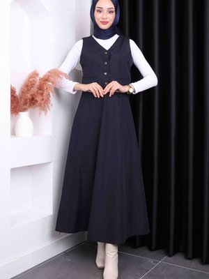 Lacivert Kloş Etekli Yelek Takım