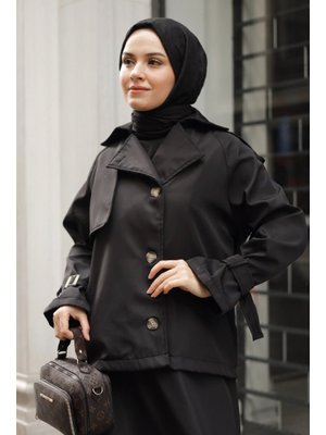 Elçin Siyah Trençkot