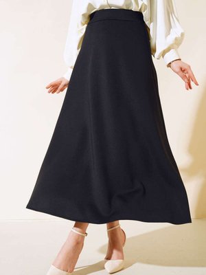 Siyah Scuba Uzun Etek