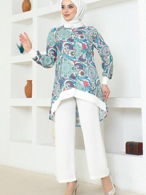 Etnik Desenli Takım Petrol