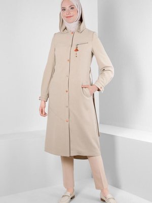 Çıkarılabilir Kapüşonlu Kuşaklı Trençkot