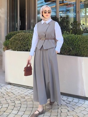 Yelekli Etekli Takım Vizon