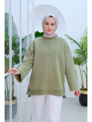 Bilek Yırtmaç Detaylı Oversize Sweat Fıstık Yeşil Bilek Yırtmaç Detaylı Oversize Sweat Fıstık Yeşil