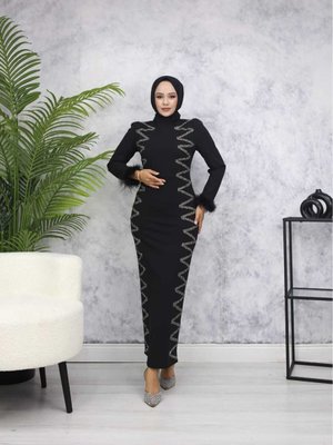 Siyah Ebru Abiye Elbise Siyah Ebru Abiye Elbise