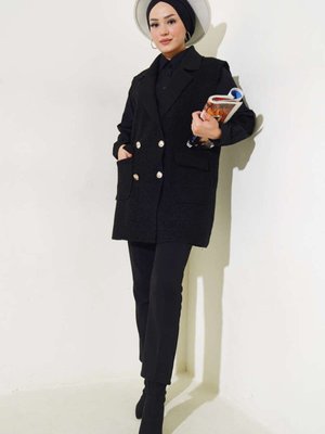 Düğmeli Cepli Buklet Yelek