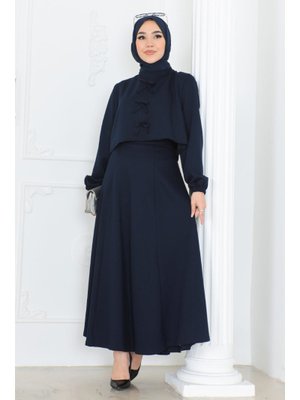 Lacivert Fiyonklu Bluz Etek İkili Takım Lacivert Fiyonklu Bluz Etek İkili Takım