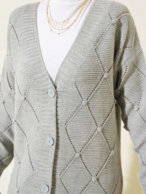 Kabartma Desenli Triko Hırka Kabartma Desenli Triko Hırka