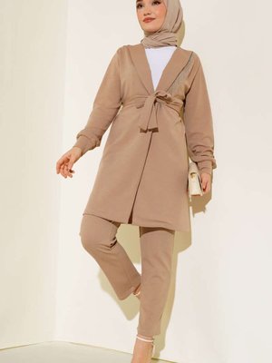 Bej Zincir Detay Ceket İkili Takım Bej Zincir Detay Ceket İkili Takım