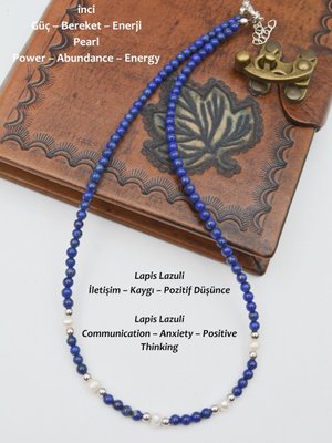 Mavi Lapis İnci Erkek Kolye