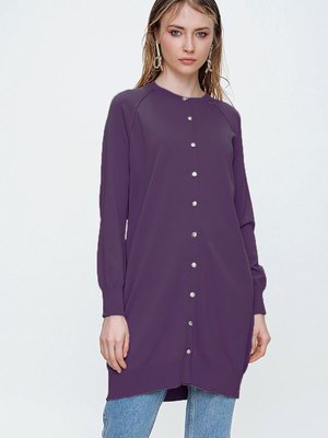 Merserize Triko Hırka Orta Boy H Mürdüm