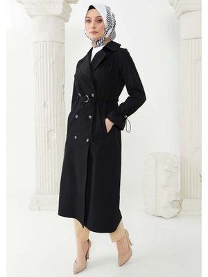 Siyah Kruvaze Kapama Tünel Detaylı Kap