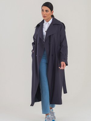 Lacivert Creed Kadın Oversize Trençkot