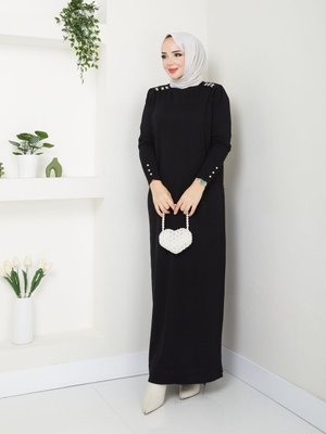 Harika Merserize Tüylenmez Boncuk Detaylı Elbise