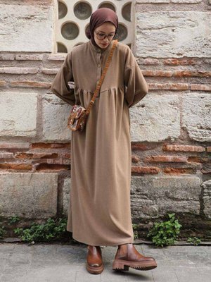 Salaş Triko Elbise Koyu Vizon Salaş Triko Elbise Koyu Vizon