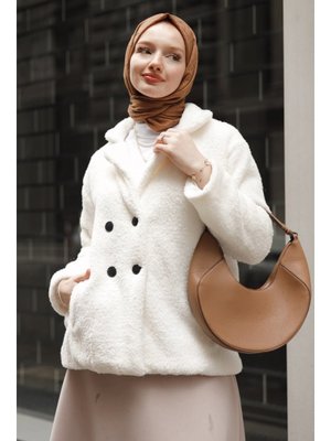 Mane Peluş Beyaz Mont Mane Peluş Beyaz Mont