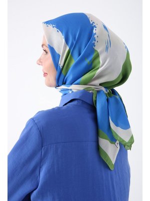 Desenli Pamuk Lucia Eşarp Yeşil Bej