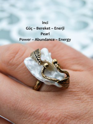 Bakır Renk Barok İnci Yüzük