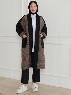 Armine Trend Yanları Cepli Örgü Desenli Giy Çık Siyah