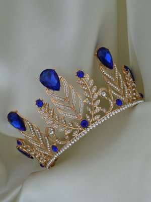 Mavi Düğün Nişan Kına Gelin Tacı