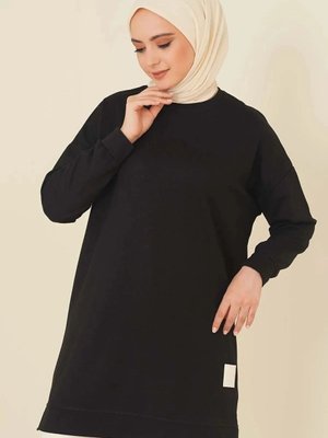 Bisiklet Yaka Mevsimlik Yırtmaçlı Armalı Tunik Sweat Sweatshirt Bisiklet Yaka Mevsimlik Yırtmaçlı Armalı Tunik Sweat Sweatshirt