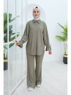 Yeşil Kol Fırfır Detay Bürümcük İkili Takım