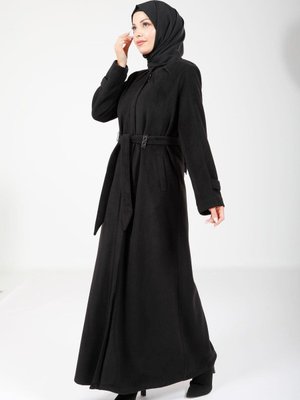 Kemerli Kışlık Siyah Kaban Moscova Kemerli Kışlık Siyah Kaban Moscova