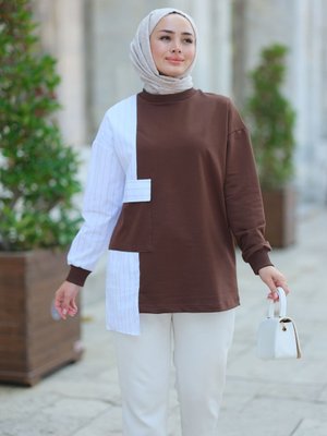 Gömlek Detay Cepli Tunik Kahverengi Gömlek Detay Cepli Tunik Kahverengi