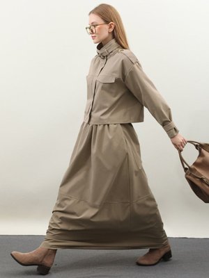 Apolet Detaylı Etek Takım Vizon Apolet Detaylı Etek Takım Vizon