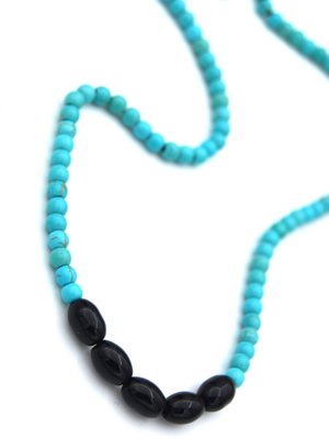 Arpa Oniks Ve Turkuaz Metalsiz Kolye