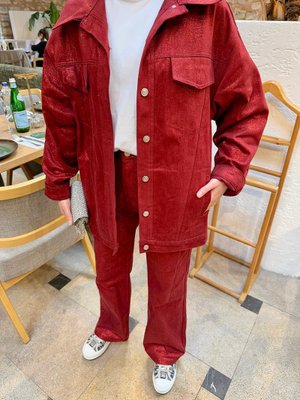 Bordo Bol Paça Varaklı Gabardin Pantolon